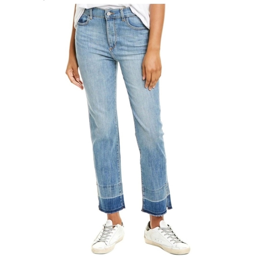 DL 1961 Mara Ankle Crop Raw Hem Side Ankle Slit in Saratoga